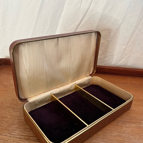 Brown and gold vintage farrington travel jewelry case clutch - Picture 3 of 11